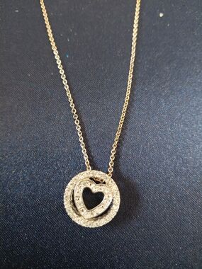 Silver Heart Pendant Necklace with Crystal Halo